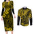 Hawaii King Kamehameha Couples Matching Long Sleeve Bodycon Dress and Long Sleeve Button Shirts Polynesian Pattern Yellow Version LT01 Yellow - Polynesian Pride