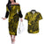 Hawaii King Kamehameha Couples Matching Off The Shoulder Long Sleeve Dress and Hawaiian Shirt Polynesian Pattern Yellow Version LT01 Yellow - Polynesian Pride