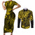 Hawaii King Kamehameha Couples Matching Short Sleeve Bodycon Dress and Long Sleeve Button Shirts Polynesian Pattern Yellow Version LT01 Yellow - Polynesian Pride