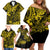 Hawaii King Kamehameha Family Matching Off Shoulder Short Dress and Hawaiian Shirt Polynesian Pattern Yellow Version LT01 - Polynesian Pride