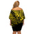 Hawaii King Kamehameha Off Shoulder Short Dress Polynesian Pattern Yellow Version LT01 - Polynesian Pride