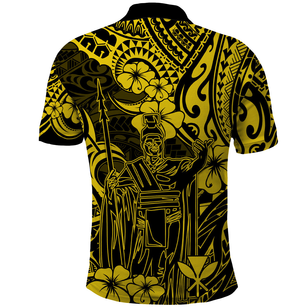 Hawaii King Kamehameha Polo Shirt Polynesian Pattern Yellow Version LT01 - Polynesian Pride