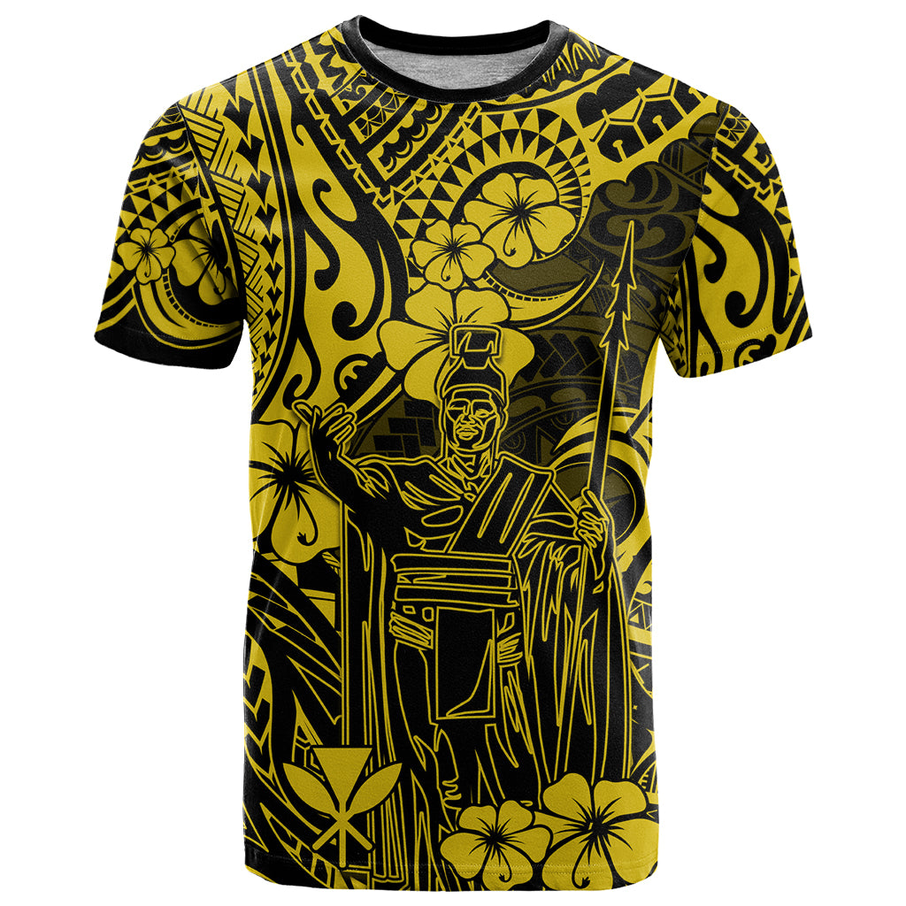 Hawaii King Kamehameha T Shirt Polynesian Pattern Yellow Version LT01 Yellow - Polynesian Pride