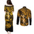 Hawaii Hula Girl Couples Matching Puletasi Dress and Long Sleeve Button Shirts Polynesian Pattern Gold Version LT01 - Polynesian Pride
