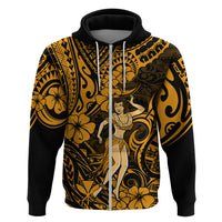 Hawaii Hula Girl Hoodie Polynesian Pattern Gold Version LT01 Zip Hoodie Gold - Polynesian Pride