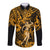 Hawaii Hula Girl Long Sleeve Button Shirt Polynesian Pattern Gold Version LT01 Unisex Gold - Polynesian Pride