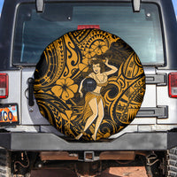 Hawaii Hula Girl Spare Tire Cover Polynesian Pattern Gold Version LT01 - Polynesian Pride