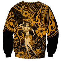 Hawaii Hula Girl Sweatshirt Polynesian Pattern Gold Version LT01 - Polynesian Pride