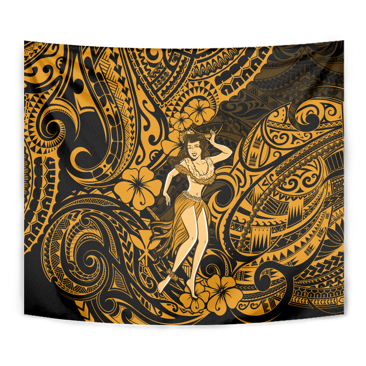 Hawaii Hula Girl Tapestry Polynesian Pattern Gold Version LT01 - Polynesian Pride