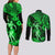 Hawaii Hula Girl Couples Matching Long Sleeve Bodycon Dress and Long Sleeve Button Shirts Polynesian Pattern Green Version LT01 - Polynesian Pride