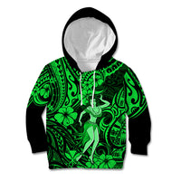 Hawaii Hula Girl Kid Hoodie Polynesian Pattern Green Version LT01 Green - Polynesian Pride