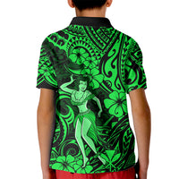 Hawaii Hula Girl Kid Polo Shirt Polynesian Pattern Green Version LT01 - Polynesian Pride
