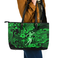 Hawaii Hula Girl Leather Tote Bag Polynesian Pattern Green Version LT01 - Polynesian Pride