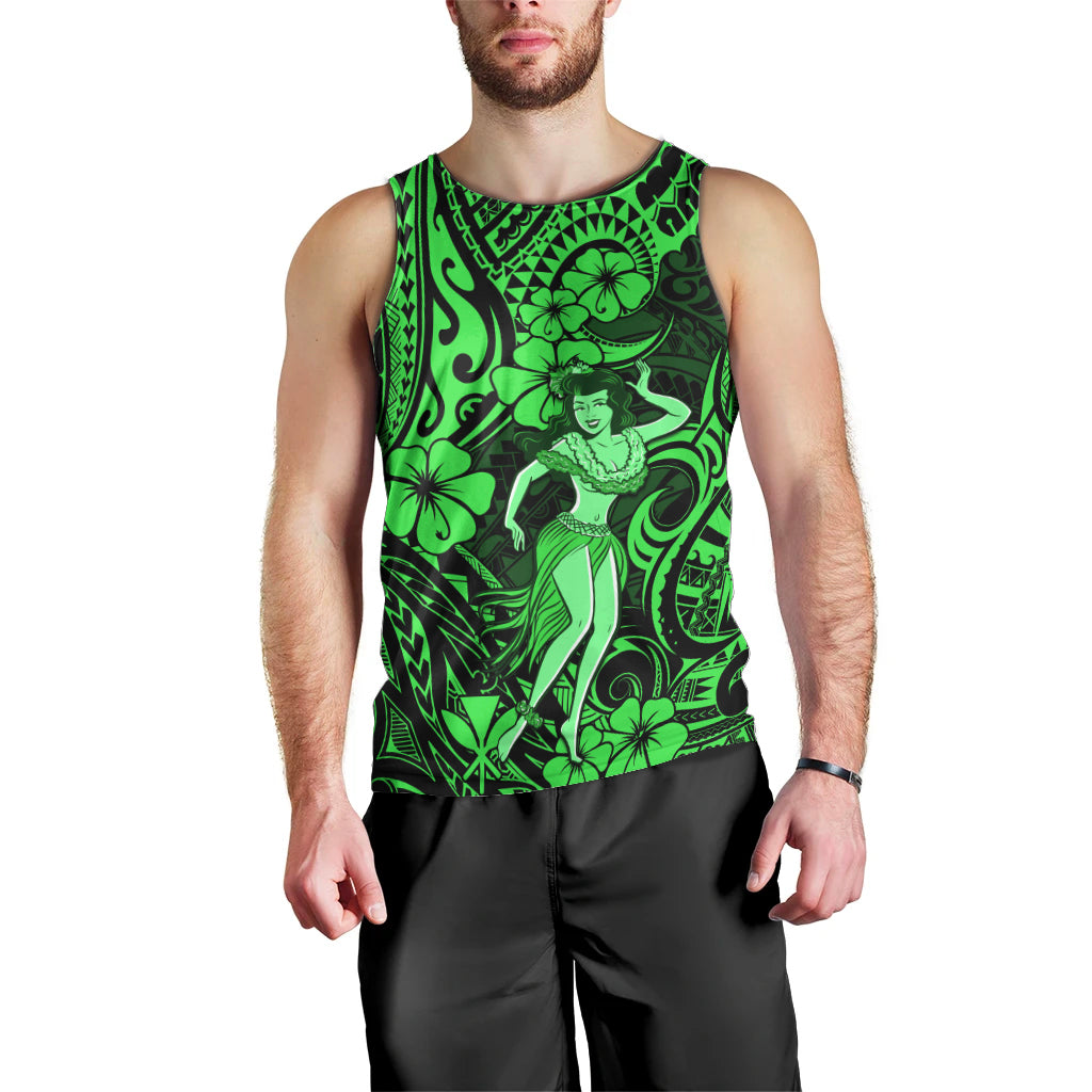 Hawaii Hula Girl Men Tank Top Polynesian Pattern Green Version LT01 - Polynesian Pride