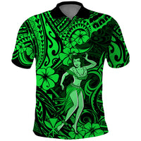 Hawaii Hula Girl Polo Shirt Polynesian Pattern Green Version LT01 Green - Polynesian Pride