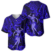 Hawaii Hula Girl Baseball Jersey Polynesian Pattern Navy Blue Version LT01 - Polynesian Pride