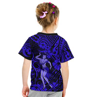 Hawaii Hula Girl Kid T Shirt Polynesian Pattern Navy Blue Version LT01 - Polynesian Pride