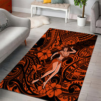 Hawaii Hula Girl Area Rug Polynesian Pattern Orange Version LT01 - Polynesian Pride