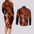Hawaii Hula Girl Couples Matching Long Sleeve Bodycon Dress and Long Sleeve Button Shirts Polynesian Pattern Orange Version LT01 - Polynesian Pride