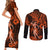 Hawaii Hula Girl Couples Matching Short Sleeve Bodycon Dress and Long Sleeve Button Shirts Polynesian Pattern Orange Version LT01 - Polynesian Pride