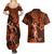 Hawaii Hula Girl Couples Matching Summer Maxi Dress and Hawaiian Shirt Polynesian Pattern Orange Version LT01 - Polynesian Pride