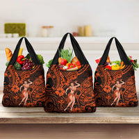 Hawaii Hula Girl Grocery Bag Polynesian Pattern Orange Version