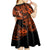 Hawaii Hula Girl Kid Short Sleeve Dress Polynesian Pattern Orange Version LT01 - Polynesian Pride