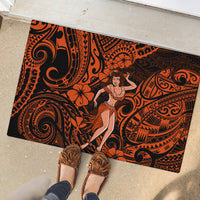 Hawaii Hula Girl Rubber Doormat Polynesian Pattern Orange Version LT01 - Polynesian Pride