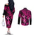 Hawaii Hula Girl Couples Matching Off The Shoulder Long Sleeve Dress and Long Sleeve Button Shirts Polynesian Pattern Pink Version LT01 - Polynesian Pride