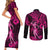 Hawaii Hula Girl Couples Matching Short Sleeve Bodycon Dress and Long Sleeve Button Shirts Polynesian Pattern Pink Version LT01 - Polynesian Pride