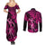 Hawaii Hula Girl Couples Matching Summer Maxi Dress and Long Sleeve Button Shirts Polynesian Pattern Pink Version LT01 - Polynesian Pride