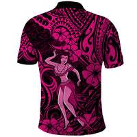 Hawaii Hula Girl Polo Shirt Polynesian Pattern Pink Version LT01 - Polynesian Pride