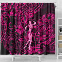 Hawaii Hula Girl Shower Curtain Polynesian Pattern Pink Version LT01 - Polynesian Pride