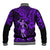 Hawaii Hula Girl Baseball Jacket Hibiscus Hawaii Tribal Tattoo Purple Version LT01 - Polynesian Pride