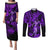 Hawaii Hula Girl Couples Matching Puletasi Dress and Long Sleeve Button Shirts Hibiscus Hawaii Tribal Tattoo Purple Version LT01 Purple - Polynesian Pride