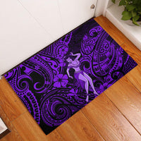 Hawaii Hula Girl Rubber Doormat Hibiscus Hawaii Tribal Tattoo Purple Version LT01 Purple - Polynesian Pride