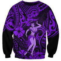 Hawaii Hula Girl Sweatshirt Hibiscus Hawaii Tribal Tattoo Purple Version LT01 Unisex Purple - Polynesian Pride
