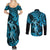 Hawaii Hula Girl Couples Matching Summer Maxi Dress and Long Sleeve Button Shirts Hibiscus Hawaii Tribal Tattoo Sky Blue Version LT01 - Polynesian Pride
