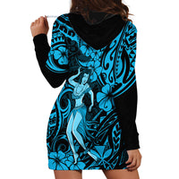 Hawaii Hula Girl Hoodie Dress Hibiscus Hawaii Tribal Tattoo Sky Blue Version LT01 - Polynesian Pride