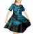 Hawaii Hula Girl Kid Short Sleeve Dress Hibiscus Hawaii Tribal Tattoo Sky Blue Version LT01 - Polynesian Pride