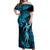 Hawaii Hula Girl Off Shoulder Maxi Dress Hibiscus Hawaii Tribal Tattoo Sky Blue Version LT01 Women Blue - Polynesian Pride