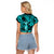 Hawaii Hula Girl Raglan Cropped T Shirt Hibiscus Hawaii Tribal Tattoo Turquoise Version LT01 - Polynesian Pride