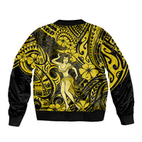 Hawaii Hula Girl Bomber Jacket Hibiscus Hawaii Tribal Tattoo Yellow Version LT01 - Polynesian Pride