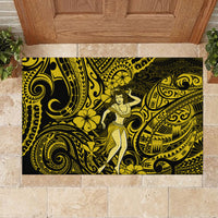 Hawaii Hula Girl Rubber Doormat Hibiscus Hawaii Tribal Tattoo Yellow Version LT01 - Polynesian Pride