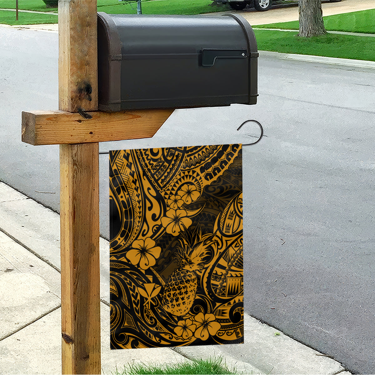 Hawaii Pineapple Garden Flag Paradise Flowers Pacific With Gold Polynesian Tribal LT01 - Polynesian Pride