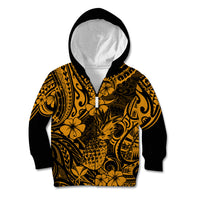 Hawaii Pineapple Kid Hoodie Paradise Flowers Pacific With Gold Polynesian Tribal LT01 - Polynesian Pride