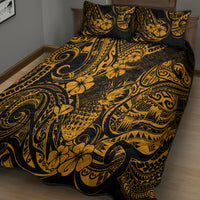 Hawaii Pineapple Quilt Bed Set Paradise Flowers Pacific With Gold Polynesian Tribal LT01 - Polynesian Pride