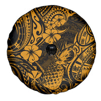 Hawaii Pineapple Spare Tire Cover Paradise Flowers Pacific With Gold Polynesian Tribal LT01 - Polynesian Pride