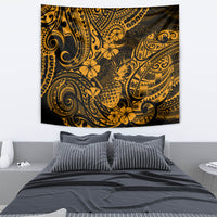 Hawaii Pineapple Tapestry Paradise Flowers Pacific With Gold Polynesian Tribal LT01 - Polynesian Pride