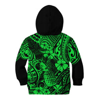 Hawaii Pineapple Kid Hoodie Paradise Flowers Pacific With Green Polynesian Tribal LT01 - Polynesian Pride